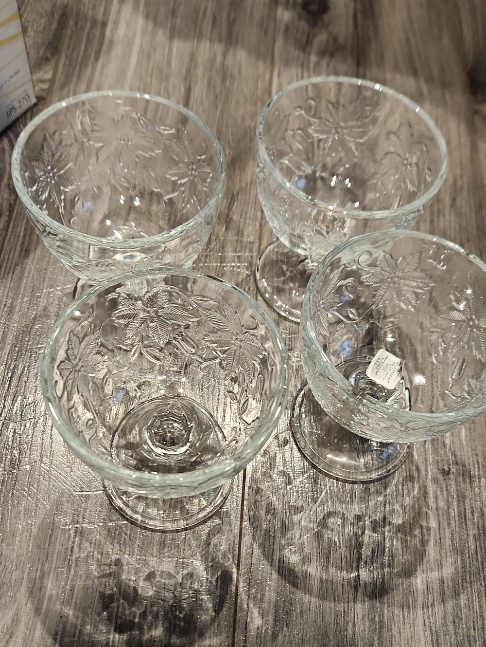 Princess House Fantasia Clear Embossed Glass Parfait Cups - Set of 4